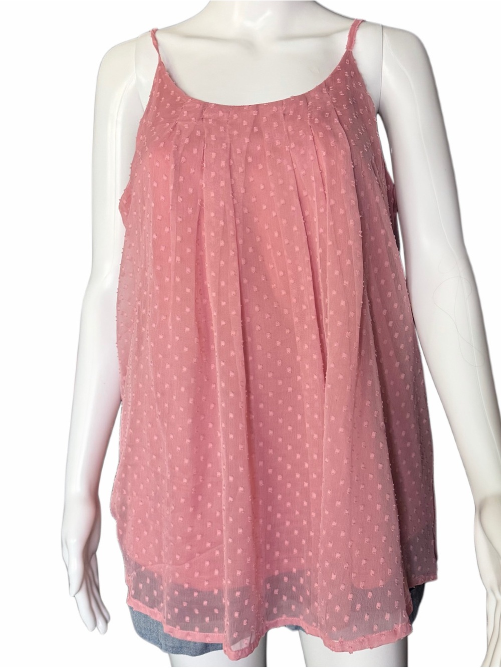 Panhandle Pink Swiss Dot Sleeveless Tank Top Women’s L NWT Western Boho
